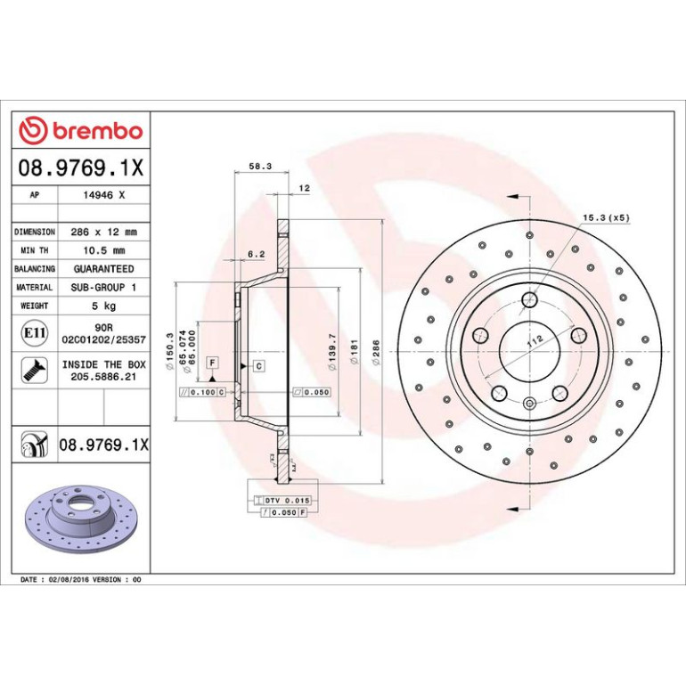 Bremsscheibe HA Xtra 08.9769.1X