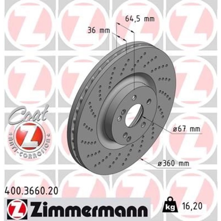 ZIMMERMANN Bremsscheibe 400.3660.20 ZIMMERMANN Bremsscheibe 400.3660.20