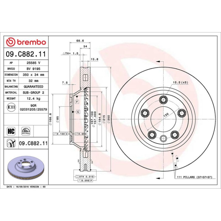 17 481 065 Bremsscheibe VA 09.C882.11 17 481 065 Bremsscheibe VA 09.C882.11