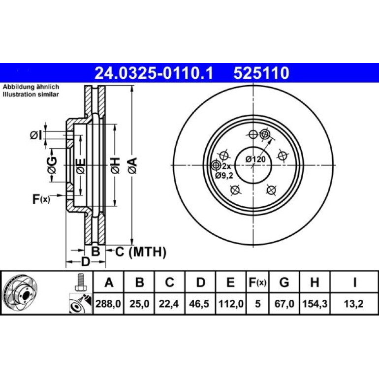 Bremsscheibe Db P. W202/W210/Cl203 95-11 Power Disc 24.0325-0110.1 Bremsscheibe Db P. W202/W210/Cl203 95-11 Power Disc 24.0325-0110.1