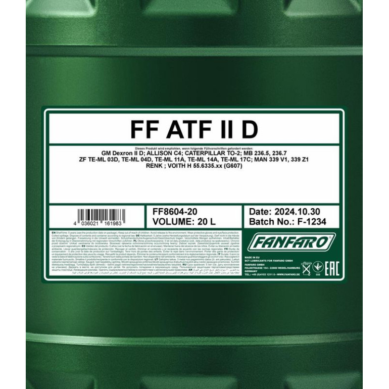 Fanfaro ATF II D Automatikgetriebeöl 20L FF8604-20