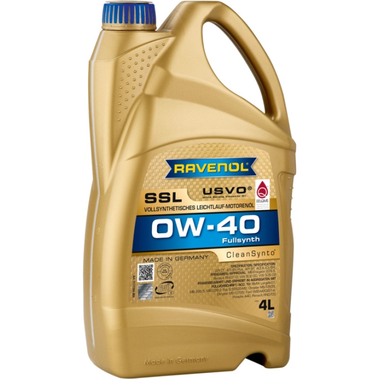 RAVENOL Motoröl Super Synthetik Öl SSL SAE 0W-40 4 Liter 1111108-004-01-999 RAVENOL Motoröl Super Synthetik Öl SSL SAE 0W-40 4 Liter 1111108-004-01-999