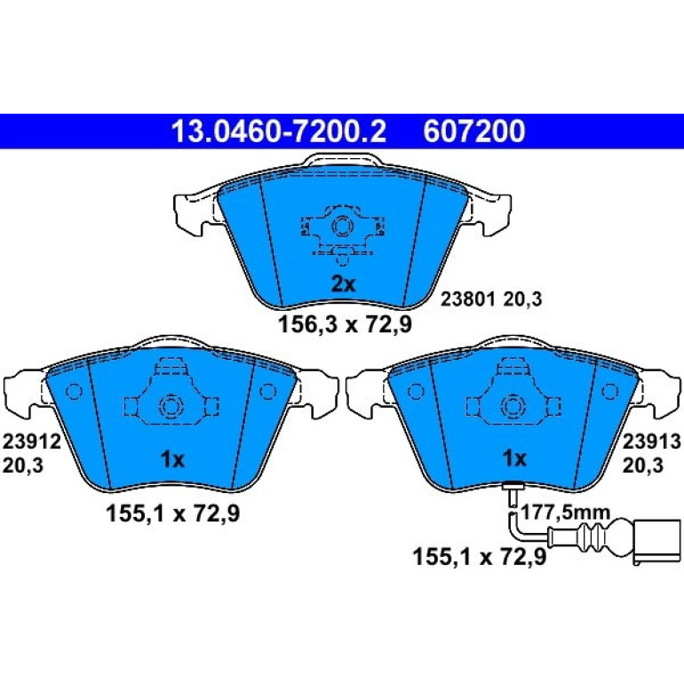 Bremsbelagsatz Vw P. Eos/Golf/Passat 1.4-3.6 05-12 Mit Sensor 13.0460-7200.2 Bremsbelagsatz Vw P. Eos/Golf/Passat 1.4-3.6 05-12 Mit Sensor 13.0460-7200.2