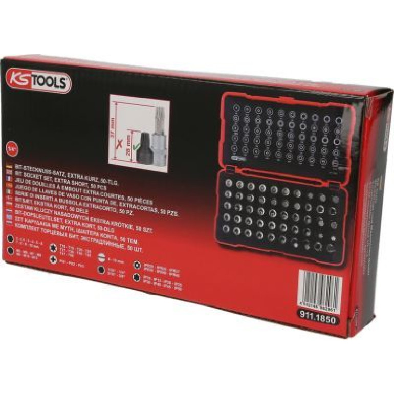 KS TOOLS ZESTAW KLUCZY NASADOWYCH 1/4 EKSTRA KRÓTKIE, 50SZT 911.1850 KS TOOLS ZESTAW KLUCZY NASADOWYCH 1/4 EKSTRA KRÓTKIE, 50SZT 911.1850
