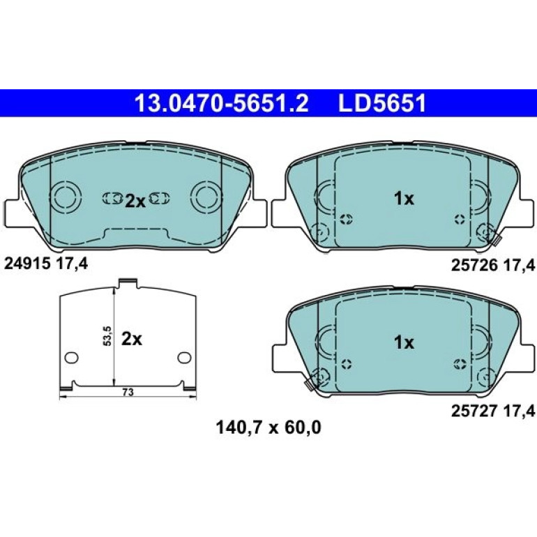 Bremsbelagsatz, Scheibenbremse 13.0470-5651.2 Bremsbelagsatz, Scheibenbremse 13.0470-5651.2