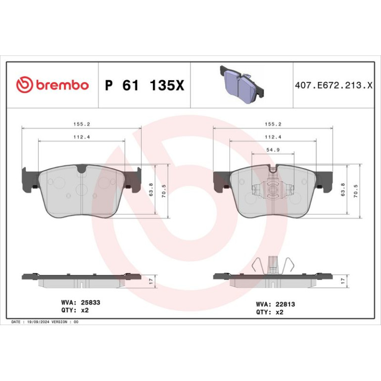 BREMBO Bremsklötze VA P 61 135X BREMBO Bremsklötze VA P 61 135X