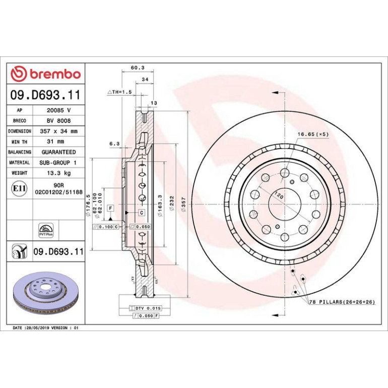 Bremsscheibe VA 09.D693.11 Bremsscheibe VA 09.D693.11