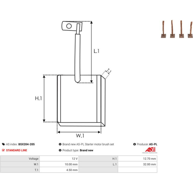 Kohlebürste, Starter BSX204-205 Kohlebürste, Starter BSX204-205