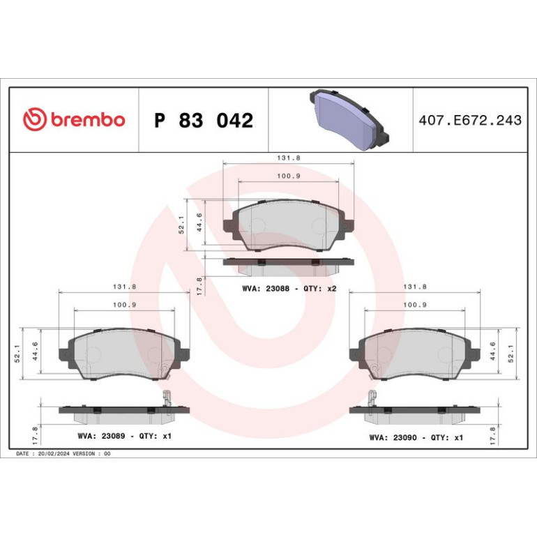BREMBO Bremsklötze VA P 83 042 BREMBO Bremsklötze VA P 83 042