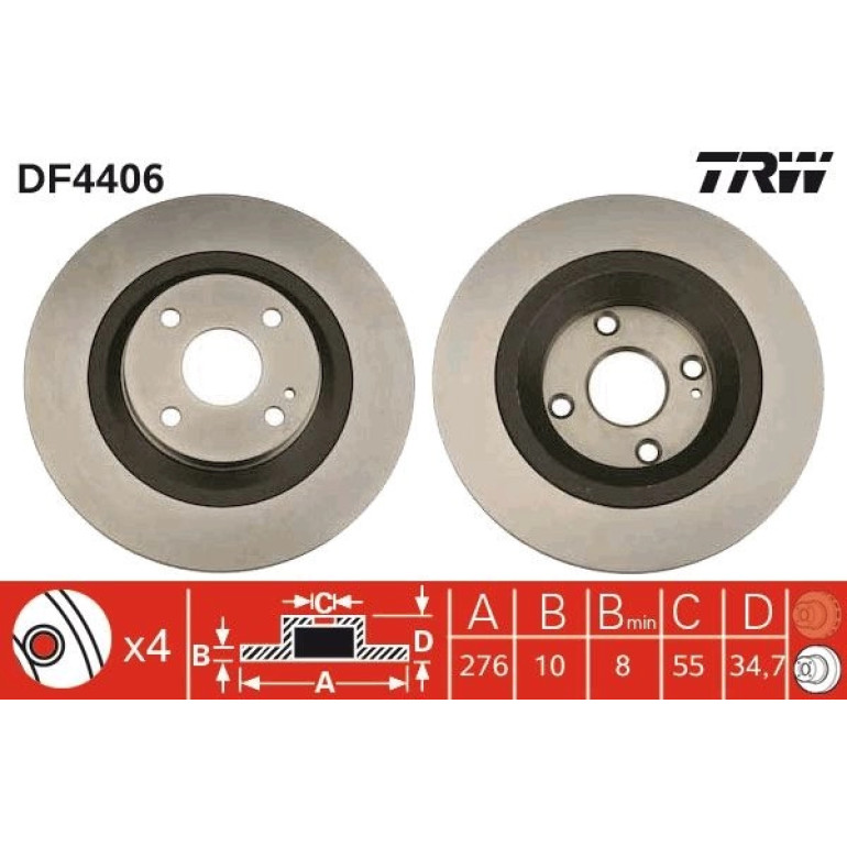 83 482 024 Bremsscheibe HA DF4406 83 482 024 Bremsscheibe HA DF4406