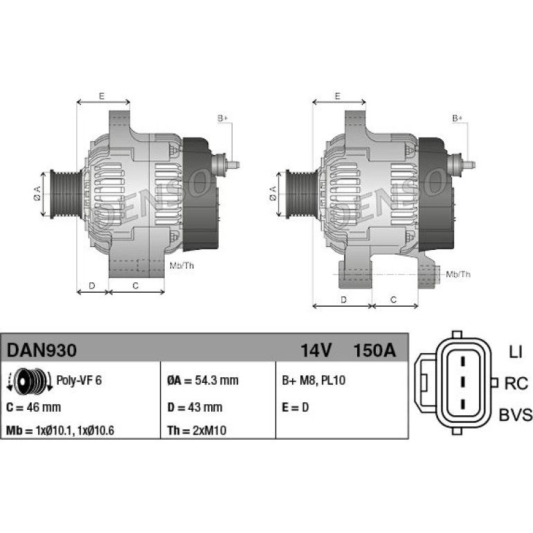 DENSO Generator DAN930 DENSO Generator DAN930