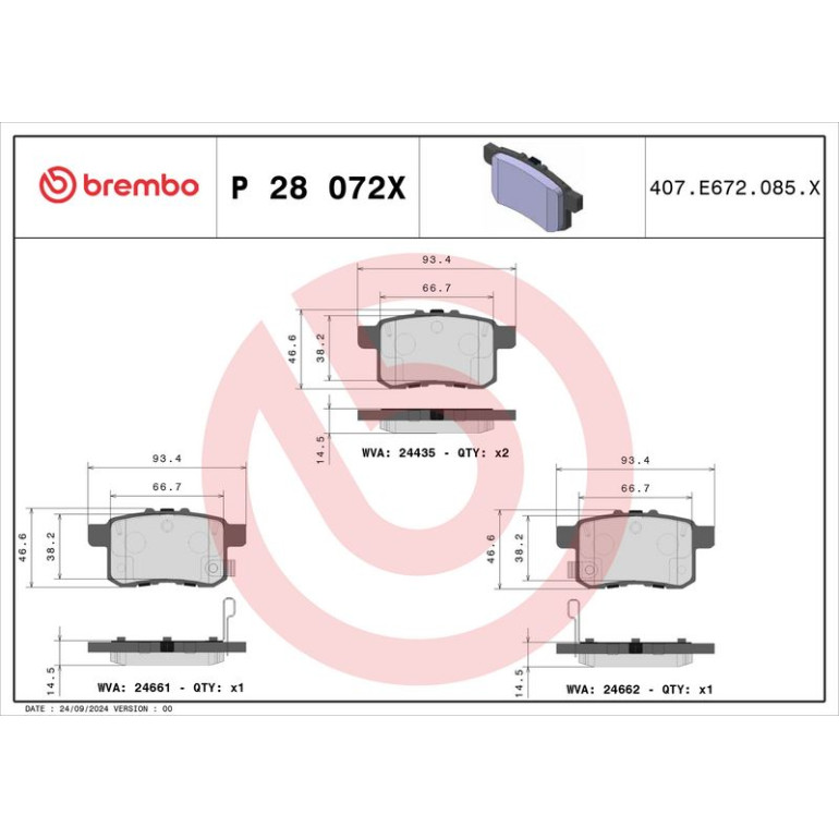 BREMBO Bremsklötze HA P 28 072X BREMBO Bremsklötze HA P 28 072X