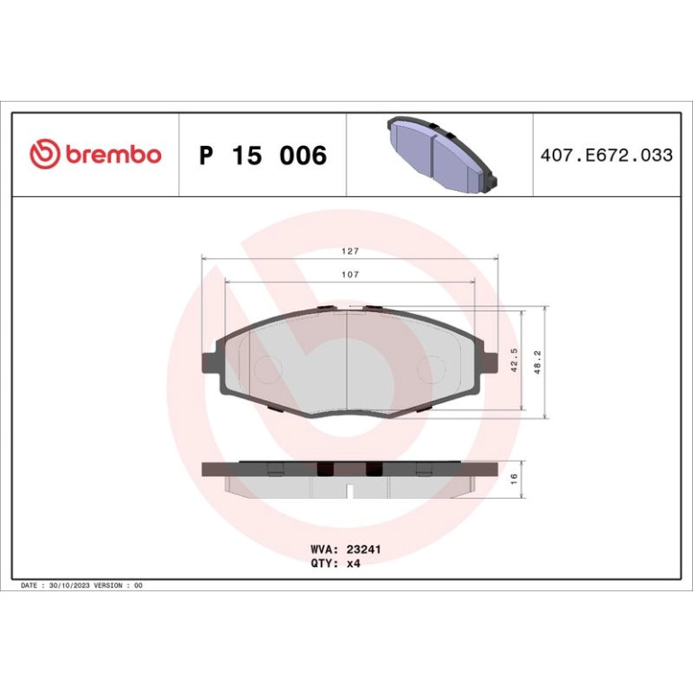 BREMBO Bremsklötze VA P 15 006 BREMBO Bremsklötze VA P 15 006