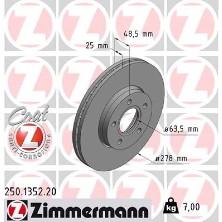ZIMMERMANN Bremsscheibe 250.1352.20 ZIMMERMANN Bremsscheibe 250.1352.20