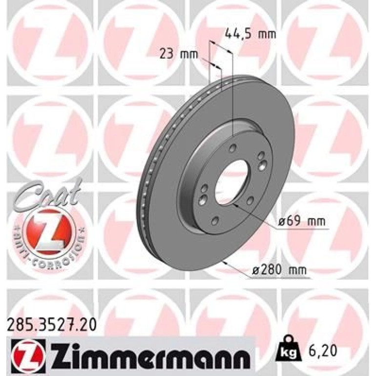 ZIMMERMANN Bremsscheibe 285.3527.20 ZIMMERMANN Bremsscheibe 285.3527.20