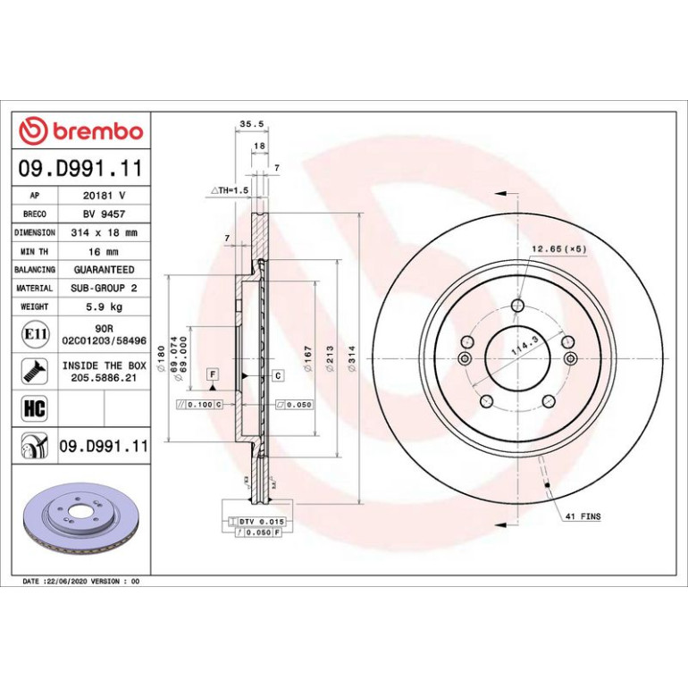 Bremsscheibe HA 09.D991.11 Bremsscheibe HA 09.D991.11