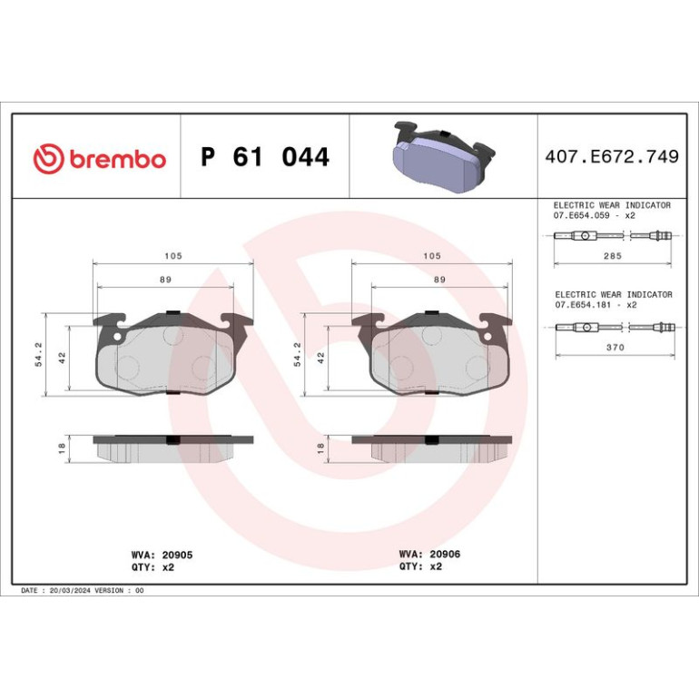 BREMBO Bremsklötze VA P 61 044 BREMBO Bremsklötze VA P 61 044