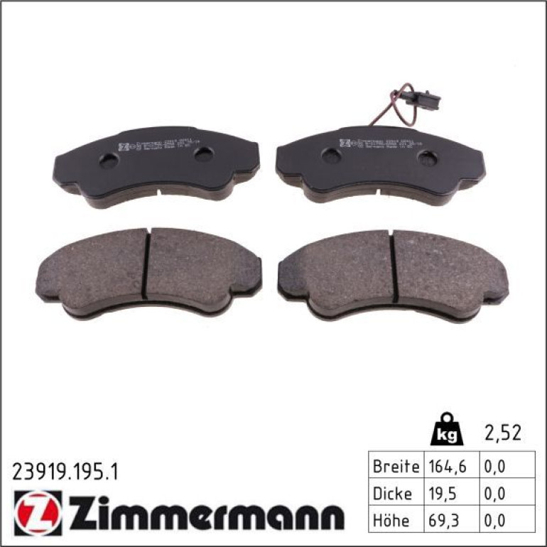 ZIMMERMANN Bremsbeläge 23919.195.1 ZIMMERMANN Bremsbeläge 23919.195.1