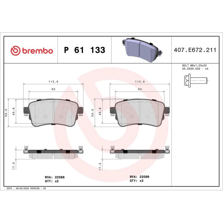 BREMBO Bremsklötze HA P 61 133 BREMBO Bremsklötze HA P 61 133