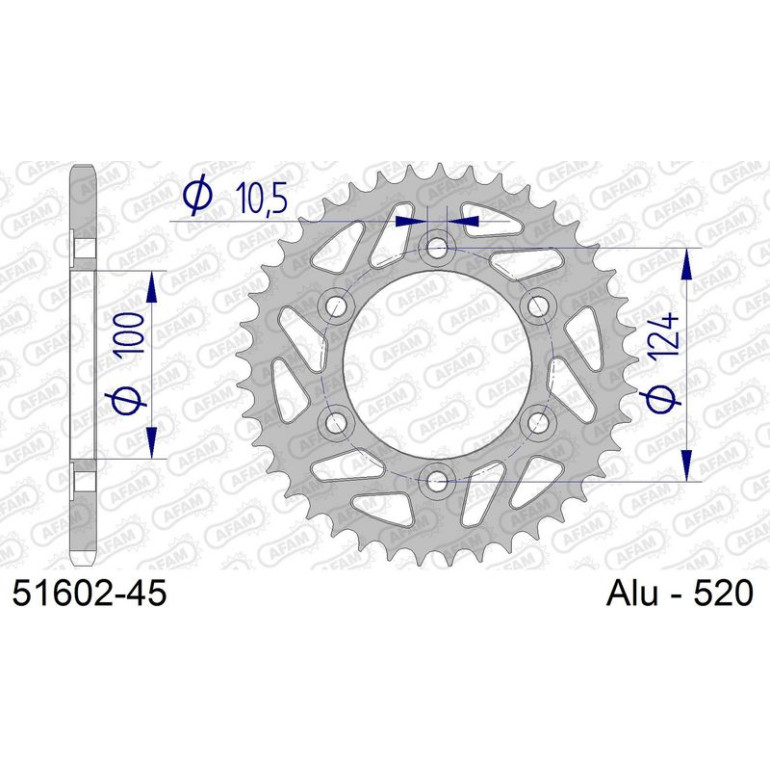 AFAM Kettenrad ALU 45 Zähne 51602-45 AFAM Kettenrad ALU 45 Zähne 51602-45