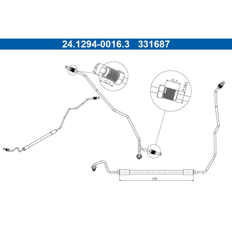 ATE Bremsschlauch 24.1294-0016.3 ATE Bremsschlauch 24.1294-0016.3
