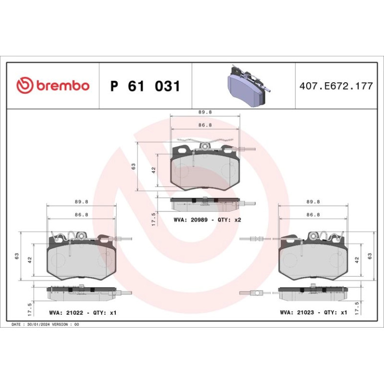 BREMBO Bremsklötze VA P 61 031 BREMBO Bremsklötze VA P 61 031