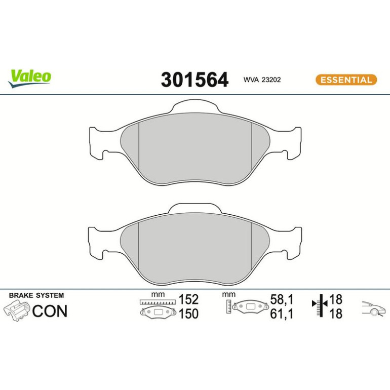 VALEO Bremsbeläge 301564 VALEO Bremsbeläge 301564