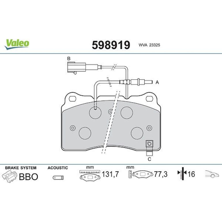 VALEO Bremsbeläge 598919 VALEO Bremsbeläge 598919