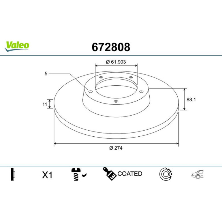 VALEO Bremsscheibe 672808 VALEO Bremsscheibe 672808