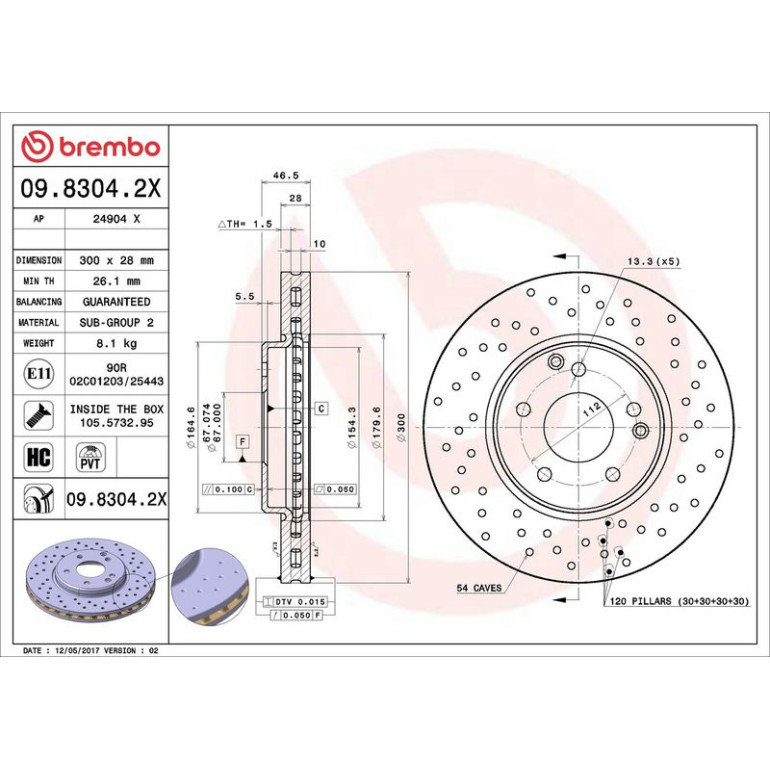 Bremsscheibe VA Xtra 09.8304.2X Bremsscheibe VA Xtra 09.8304.2X