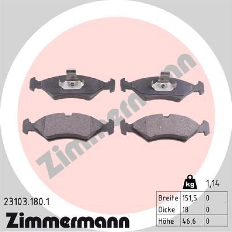 ZIMMERMANN Bremsbeläge 23103.180.1 ZIMMERMANN Bremsbeläge 23103.180.1