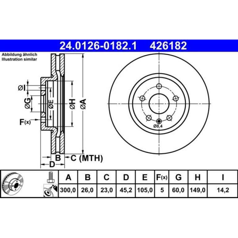 Bremsscheibe Opel P. Mokka 12 24.0126-0182.1 Bremsscheibe Opel P. Mokka 12 24.0126-0182.1