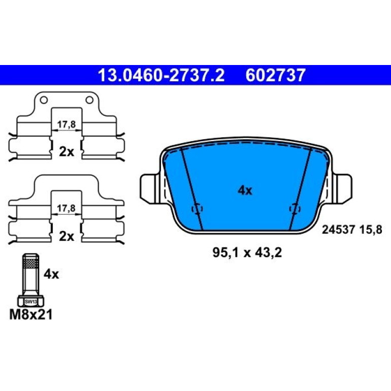Bremsbelagsatz Volvo T. S80/V70/Xc70 06 13.0460-2737.2 Bremsbelagsatz Volvo T. S80/V70/Xc70 06 13.0460-2737.2