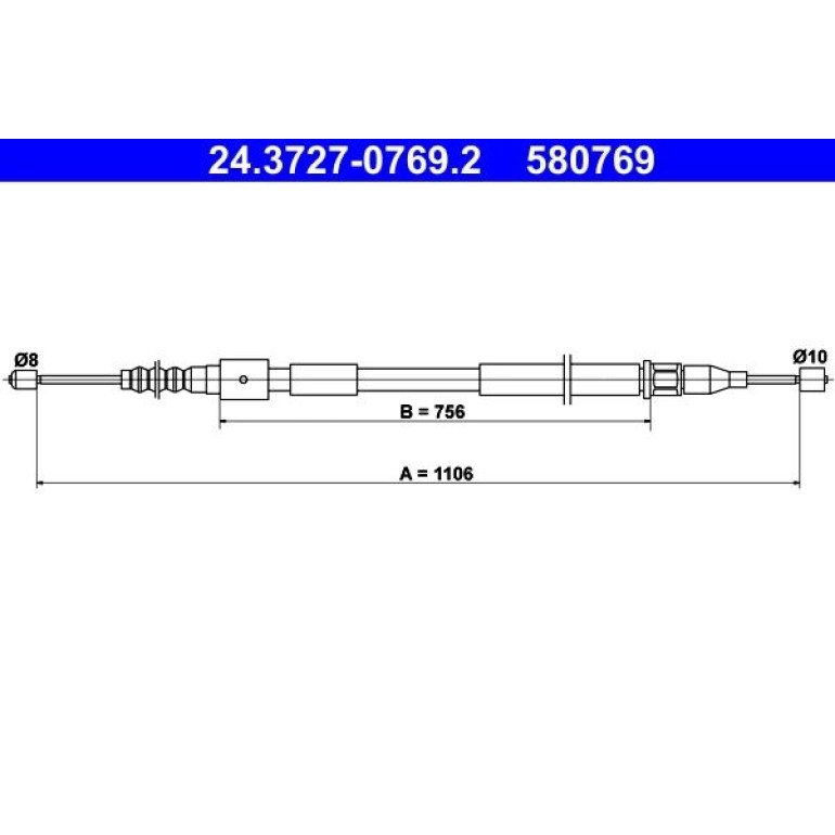 ATE Handbremsseil Seilzug Festellbremse 24.3727-0769.2 ATE Handbremsseil Seilzug Festellbremse 24.3727-0769.2