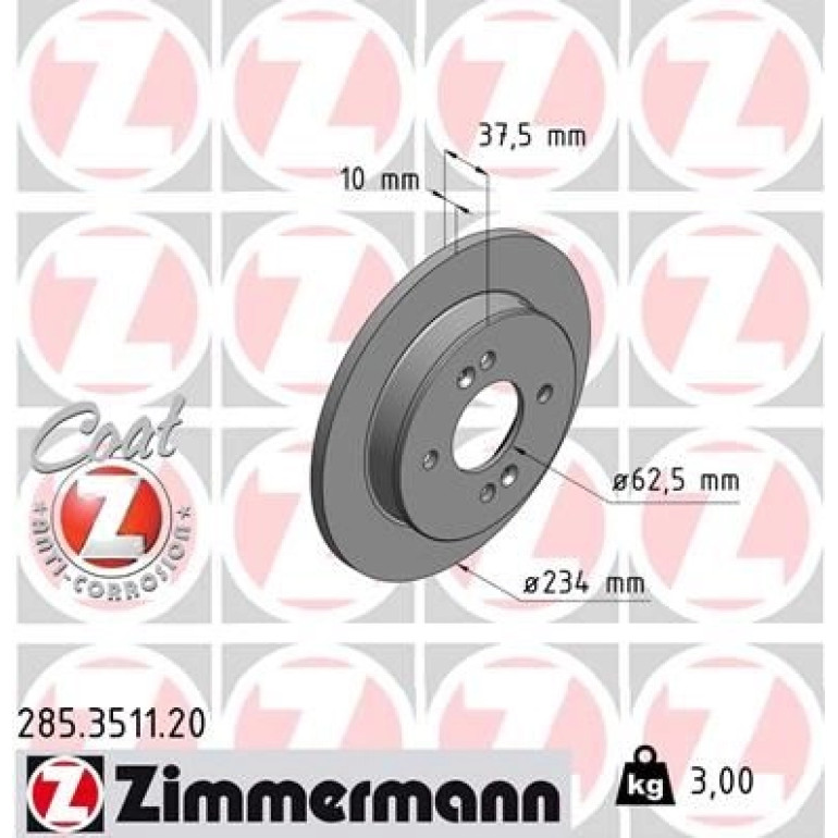 ZIMMERMANN Bremsscheibe 285.3511.20 ZIMMERMANN Bremsscheibe 285.3511.20