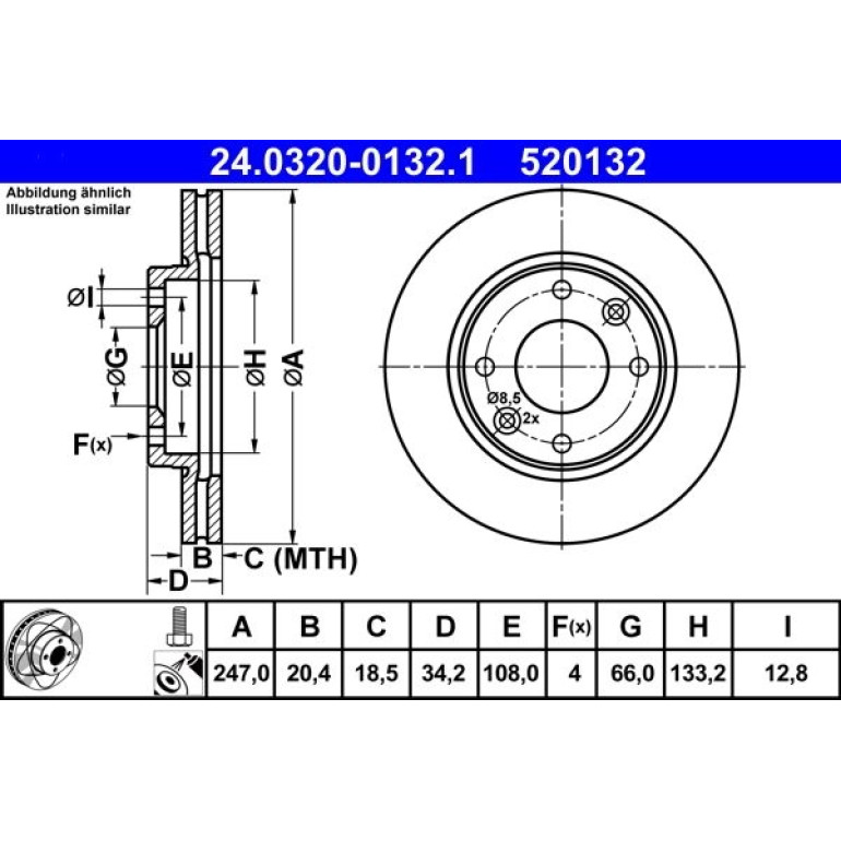 Bremsscheibe Peugeot S. 106/205/206/306 86- Power Disc 24.0320-0132.1 Bremsscheibe Peugeot S. 106/205/206/306 86- Power Disc 24.0320-0132.1