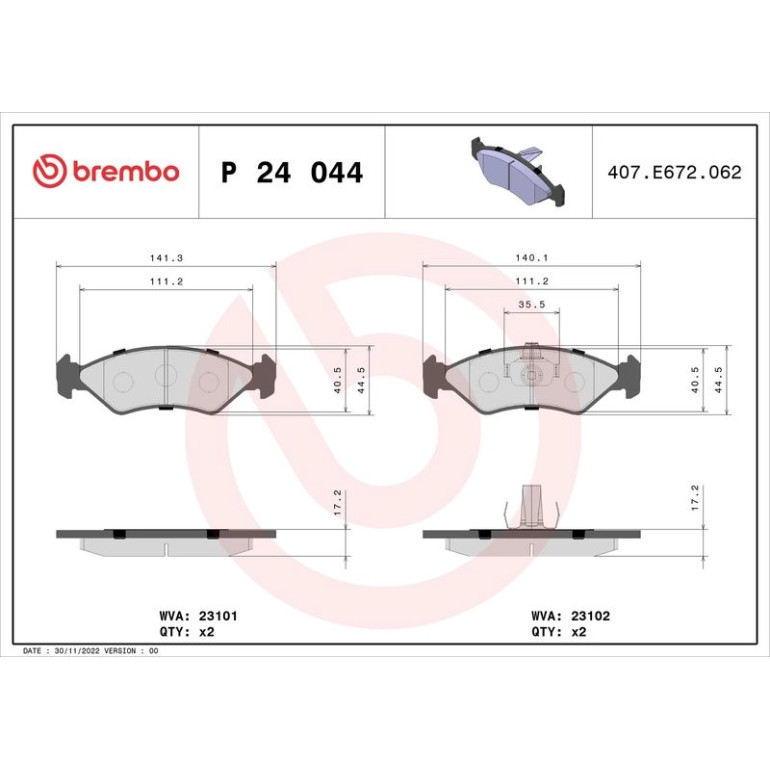 BREMBO Bremsklötze VA P 24 044 BREMBO Bremsklötze VA P 24 044