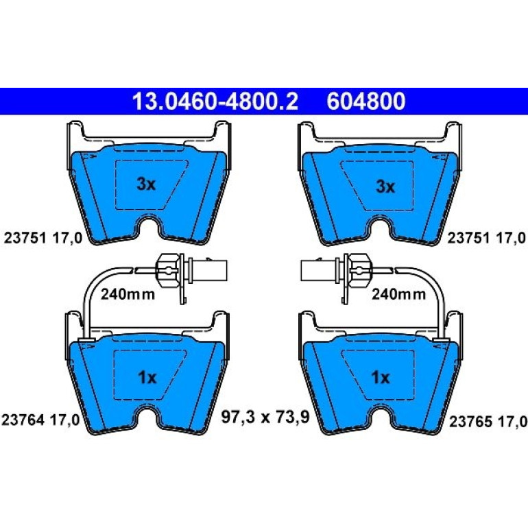 Bremsbelagsatz Vw P. Phaeton 3.2-6.0 4 Motion 02-16 13.0460-4800.2 Bremsbelagsatz Vw P. Phaeton 3.2-6.0 4 Motion 02-16 13.0460-4800.2