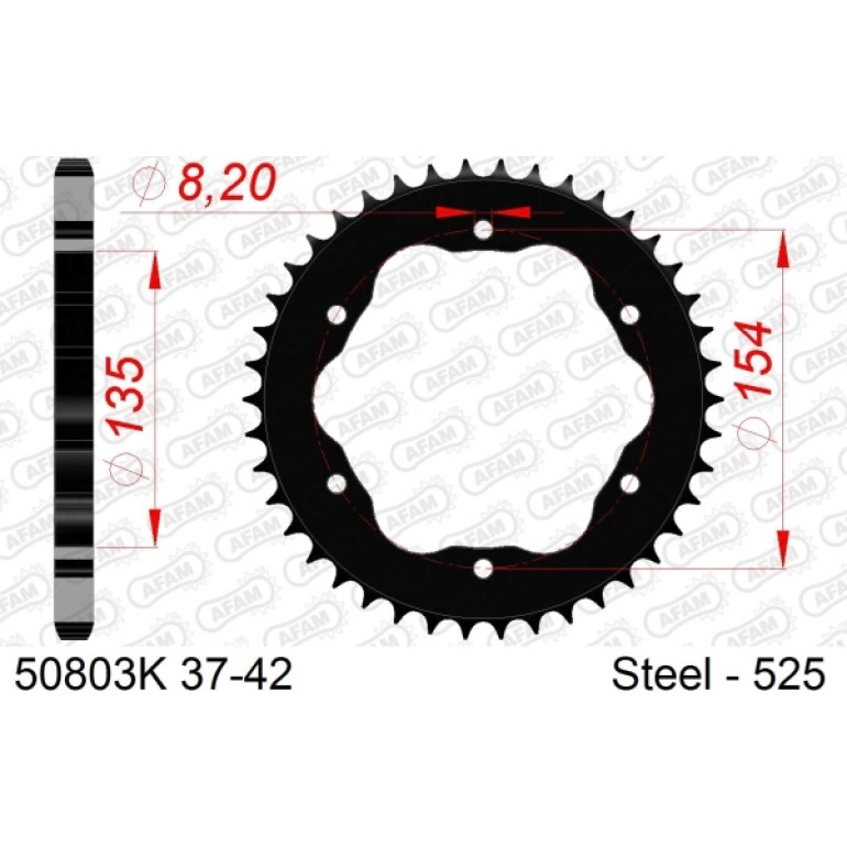AFAM Kettenrad STAHL 39 Zähne 50803K-39 AFAM Kettenrad STAHL 39 Zähne 50803K-39