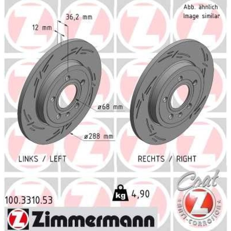 ZIMMERMANN Bremsscheibe 100.3310.53 ZIMMERMANN Bremsscheibe 100.3310.53