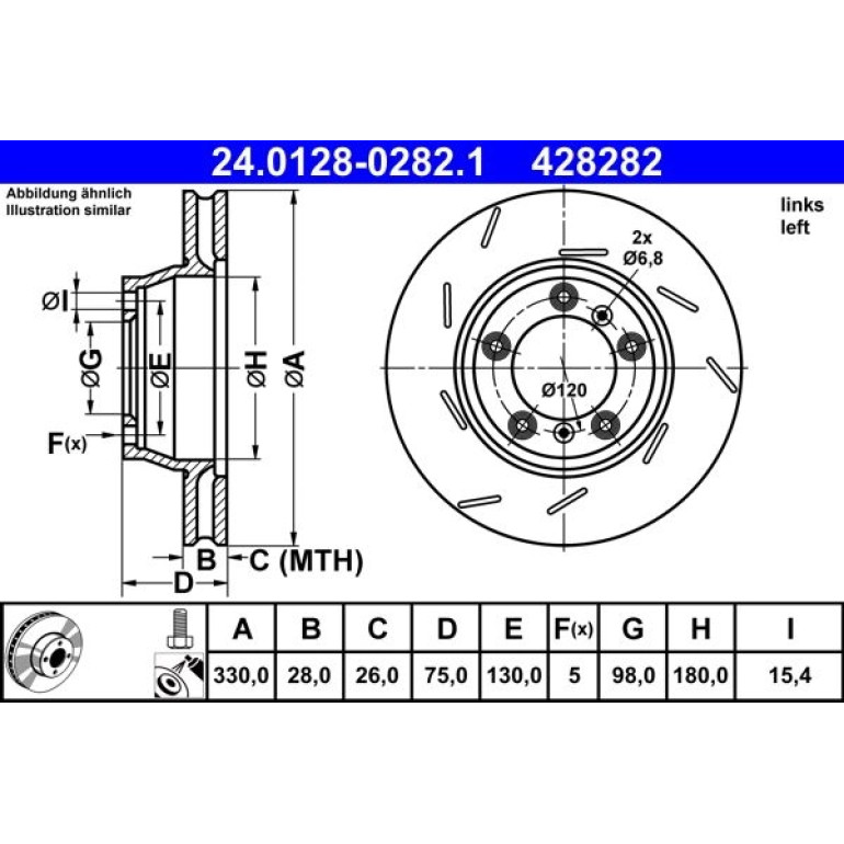 Bremsscheibe Porsche T. Panamera 3.0-4.8 09-16 Le 24.0128-0282.1 Bremsscheibe Porsche T. Panamera 3.0-4.8 09-16 Le 24.0128-0282.1