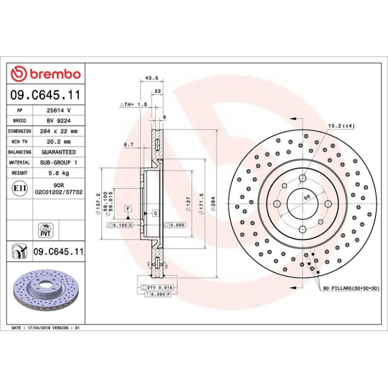 40 481 100 Bremsscheibe VA 09.C645.11 40 481 100 Bremsscheibe VA 09.C645.11