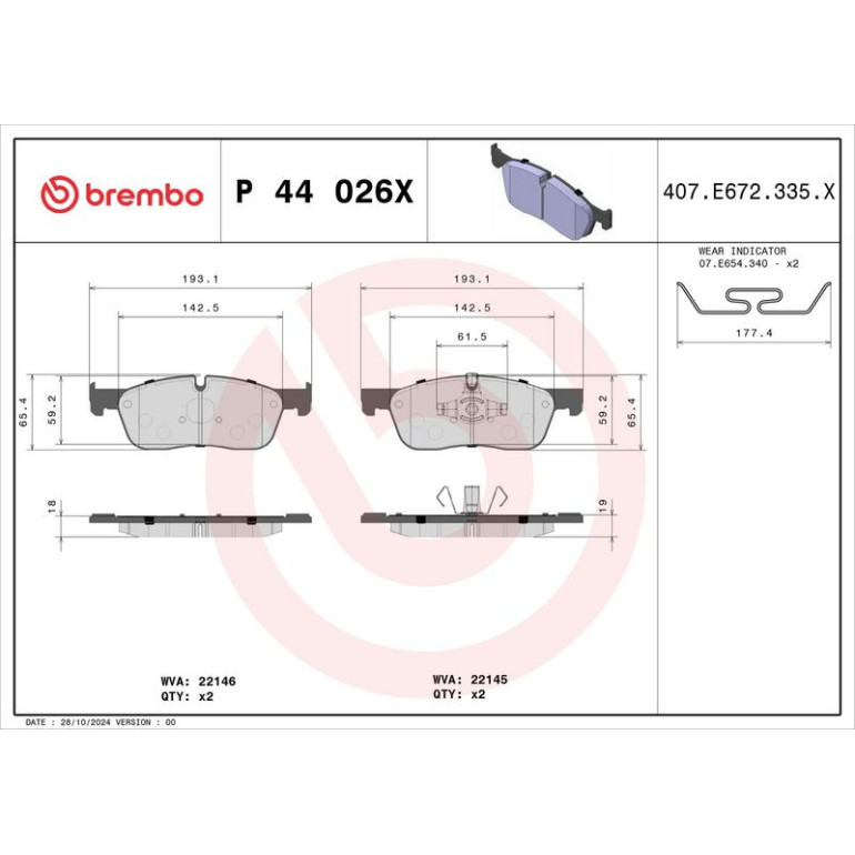 BREMBO Bremsklötze Xtra VA P 44 026X BREMBO Bremsklötze Xtra VA P 44 026X