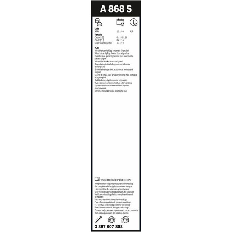 Bosch Scheibenwischer Aerotwin A868S 3397007868 Bosch Scheibenwischer Aerotwin A868S 3397007868