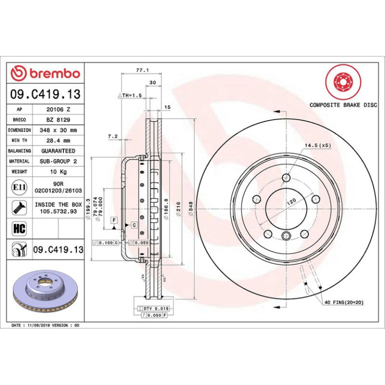Bremsscheibe VA 09.C419.13 Bremsscheibe VA 09.C419.13