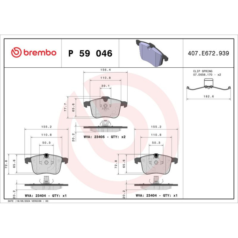 BREMBO Bremsklötze VA P 59 046 BREMBO Bremsklötze VA P 59 046
