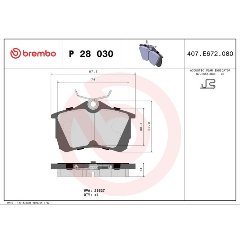 BREMBO Bremsklötze HA P 28 030 BREMBO Bremsklötze HA P 28 030