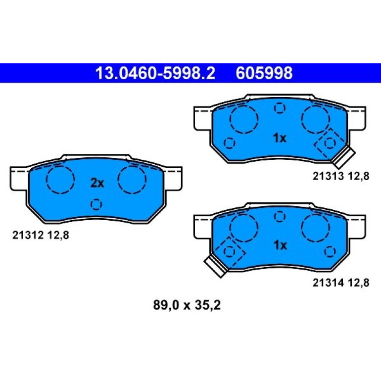 Bremsbelagsatz Honda T. Accord/Civic 85-01 13.0460-5998.2 Bremsbelagsatz Honda T. Accord/Civic 85-01 13.0460-5998.2
