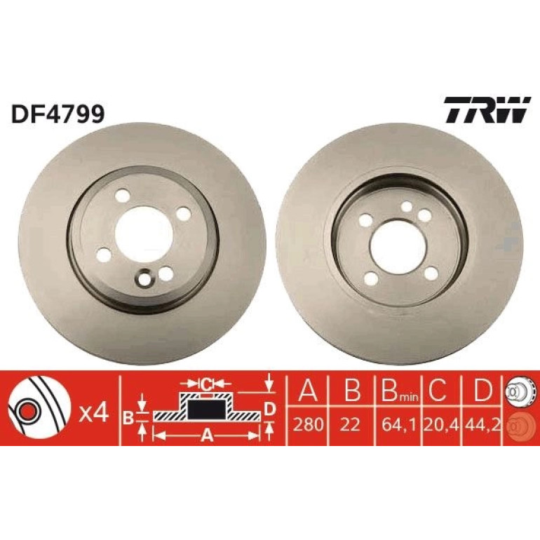 Bremsscheibe Mini P. Cooper 06- 280Mm DF4799 Bremsscheibe Mini P. Cooper 06- 280Mm DF4799