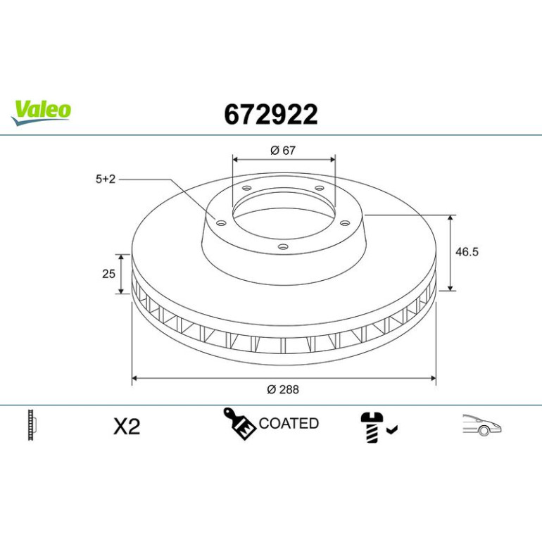 VALEO Bremsscheibe 672922 VALEO Bremsscheibe 672922